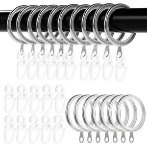 50 Pcs Metal Curtain Rings and Hooks, 37mm Silent Curtain Rod Rings, Hanging Rings for Shower Curtains, Curtain Rods and Curtains (Silver) - Csparkv 50 Pcs Metal Curtain Rings and Hooks, 37mm Silent Curtain Rod Rings, Hanging Rings for Shower Curtains, Curtain Rods and Curtains (Silver) - Csparkv