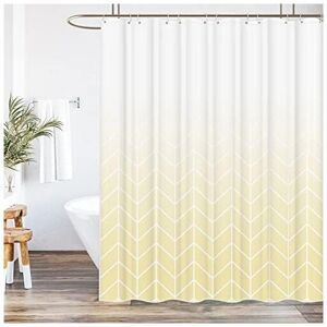 Mildew Proof Polyester Shower Curtain 183 x 183 cm, Digital Printing Washable Fabric Bathroom Curtain with 12 Free Hooks, Yellow - Csparkv Mildew Proof Polyester Shower Curtain 183 x 183 cm, Digital Printing Washable Fabric Bathroom Curtain with 12 Free Hooks, Yellow - Csparkv