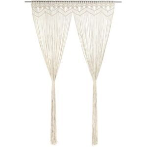vidaXL Macrame Curtain 140x240 cm Cotton - Translucent Blind vidaXL Macrame Curtain 140x240 cm Cotton - Translucent Blind