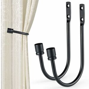 BRIDAY Curtain Holdbacks, 2Pcs U-Shaped Hook Wall Mounted Curtain Tassel Tieback Drapery Hook Tieback Curtain Accessories (Black BRIDAY Curtain Holdbacks, 2Pcs U-Shaped Hook Wall Mounted Curtain Tassel Tieback Drapery Hook Tieback Curtain Accessories (Black