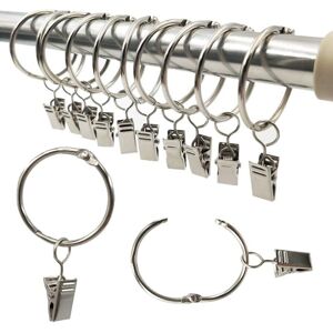 WAY - Anneaux de rideaux, 40 anneaux de rideaux avec clips, ensemble de crochets décoratifs en métal pour drapé 40 mm id argent WAY - Anneaux de rideaux, 40 anneaux de rideaux avec clips, ensemble de crochets décoratifs en métal pour drapé 40 mm id argent