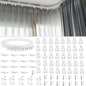 CYSLMUK Curtain rod, flexible ceiling curtain rail for bay windows, approx. 3.5 m, foldable, curved, stable plastic wall bracket for room dividers CYSLMUK Curtain rod, flexible ceiling curtain rail for bay windows, approx. 3.5 m, foldable, curved, stable plastic wall bracket for room dividers
