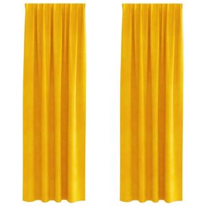 Curtains with Curtains 2 pcs Mustard yellow 140 x 245 cm Velvet Vidaxl Curtains with Curtains 2 pcs Mustard yellow 140 x 245 cm Velvet Vidaxl