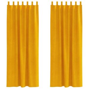 Curtains with Curtains 2 pcs Mustard yellow 140 x 245 cm Velvet Vidaxl Curtains with Curtains 2 pcs Mustard yellow 140 x 245 cm Velvet Vidaxl