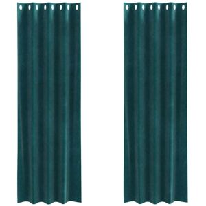 Curtains with Curtains 2 pcs Dark green 140 x 245 cm Velvet Vidaxl Curtains with Curtains 2 pcs Dark green 140 x 245 cm Velvet Vidaxl