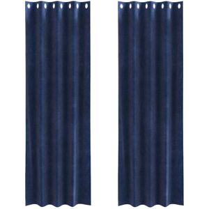 Curtains with Curtains 2 pcs Dark blue 140 x 245 cm Velvet Vidaxl Curtains with Curtains 2 pcs Dark blue 140 x 245 cm Velvet Vidaxl