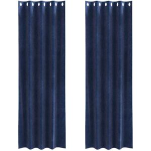 Curtains with Curtains 2 pcs Dark blue 140 x 260 cm Velvet Vidaxl Curtains with Curtains 2 pcs Dark blue 140 x 260 cm Velvet Vidaxl