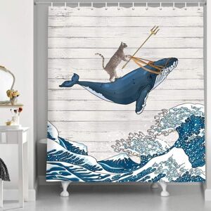 Linghhang - Funny Cat Shower Curtain, Whale in Ocean Vintage Wave, Vintage Oriental Fabric, Japanese Kanagawa Wave for Bathroom, 12 Hooks, 70' x 70' Linghhang - Funny Cat Shower Curtain, Whale in Ocean Vintage Wave, Vintage Oriental Fabric, Japanese Kanagawa Wave for Bathroom, 12 Hooks, 70' x 70'