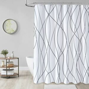 DEWDAT Gray and White Striped Fabric Bathroom Shower Curtain, 72 Inch Long Bathroom Shower Curtains, Weighted Hem, Hotel Style Waterproof Bath Accessories DEWDAT Gray and White Striped Fabric Bathroom Shower Curtain, 72 Inch Long Bathroom Shower Curtains, Weighted Hem, Hotel Style Waterproof Bath Accessories