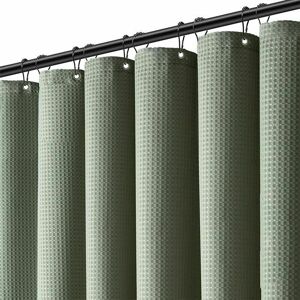 DEWDAT Green Shower Curtain - Heavyweight Textured Waffle Fabric Shower Curtains For Bathroom, Luxury Weighted Polyester Fabric Bath Curtain Set 80cm180cm DEWDAT Green Shower Curtain - Heavyweight Textured Waffle Fabric Shower Curtains For Bathroom, Luxury Weighted Polyester Fabric Bath Curtain Set 80cm180cm
