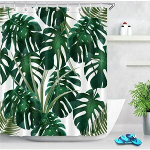 NEIGE Jungle Tropical Palm Leaves Shower Curtain with 12 Hooks,150 180CM Green Monstera White Background Bathroom Curtains Water Resistant Mildew Proof NEIGE Jungle Tropical Palm Leaves Shower Curtain with 12 Hooks,150 180CM Green Monstera White Background Bathroom Curtains Water Resistant Mildew Proof