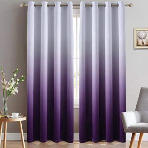 GROOFOO Light Blocking Gradient Color Curtains Purple Ombre Blackout Curtains Room Darkening Thermal Insulated Grommet Window Drapes for Living Room/Bedroom GROOFOO Light Blocking Gradient Color Curtains Purple Ombre Blackout Curtains Room Darkening Thermal Insulated Grommet Window Drapes for Living Room/Bedroom