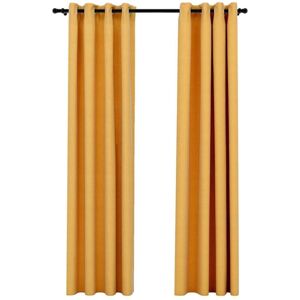 vidaXL Linen-Look Blackout Curtains - 2pcs Yellow 140x245cm vidaXL Linen-Look Blackout Curtains - 2pcs Yellow 140x245cm