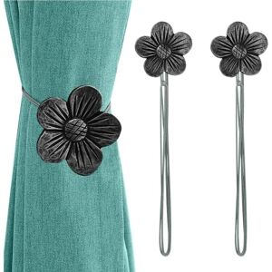 Groofoo - Magnetic Curtain Tieback, 1 Pair Resin Flower Curtain Drapery Holdback Window Curtain Decorative Buckle Holder for Home Cafe Balcony - Ink Groofoo - Magnetic Curtain Tieback, 1 Pair Resin Flower Curtain Drapery Holdback Window Curtain Decorative Buckle Holder for Home Cafe Balcony - Ink