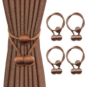 MEMKEY Magnetic Curtain Tiebacks, 4 Pack Decorative Curtain Holdbacks, 26 Inch Decorative Weave Rope Holder for Sheer Window Curtains (Flat Coffee Brown) MEMKEY Magnetic Curtain Tiebacks, 4 Pack Decorative Curtain Holdbacks, 26 Inch Decorative Weave Rope Holder for Sheer Window Curtains (Flat Coffee Brown)