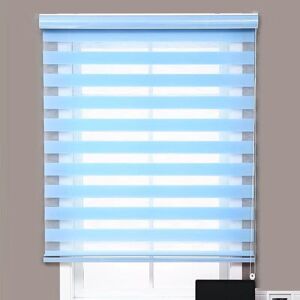 COOCHEER No-perforation Venetian Blinds, Double-layer Waterproof Blackout Curtains for Bathroom, Balcony, Bedroom, 100x150cm, Blue, Easy to Install COOCHEER No-perforation Venetian Blinds, Double-layer Waterproof Blackout Curtains for Bathroom, Balcony, Bedroom, 100x150cm, Blue, Easy to Install