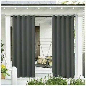 DEWDAT Outdoor Curtains for Garden Patio Gazebo Blackout Curtain Windproof uv Protection Mildew Resistant Heat Insulated Curtains with Eyelet W132cm x DEWDAT Outdoor Curtains for Garden Patio Gazebo Blackout Curtain Windproof uv Protection Mildew Resistant Heat Insulated Curtains with Eyelet W132cm x