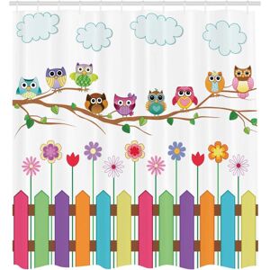 LINGHHANG Owl Shower Curtain, Bird on Branch, Sunny Day, Fabric Bathroom Decor Set with Hooks, 175cm x 200cm, Multicolor LINGHHANG Owl Shower Curtain, Bird on Branch, Sunny Day, Fabric Bathroom Decor Set with Hooks, 175cm x 200cm, Multicolor