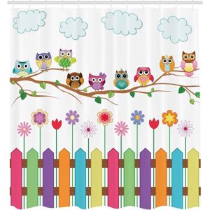 CSPARKV Owls Shower Curtain, Bird on Branch Sunny Day, Fabric Bathroom Decor Set with Hooks, 175 cm x 200 cm, Multicolor CSPARKV Owls Shower Curtain, Bird on Branch Sunny Day, Fabric Bathroom Decor Set with Hooks, 175 cm x 200 cm, Multicolor