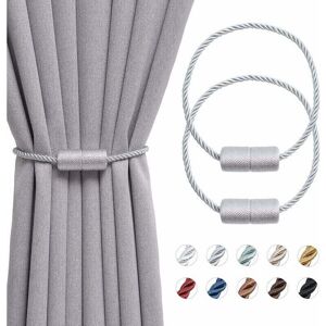 Linghhang - 2 Pack 16 Inch Magnetic Curtain Tiebacks Handmade Side Rope Practical Decorative Curtain Holdbacks for Home Office Window Curtains (Grey) Linghhang - 2 Pack 16 Inch Magnetic Curtain Tiebacks Handmade Side Rope Practical Decorative Curtain Holdbacks for Home Office Window Curtains (Grey)