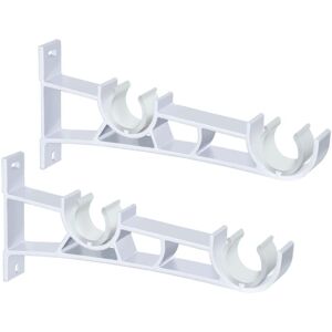 WOIYIC Pack of 2 Heavy Duty Metal Double Curtain Rod Brackets for 25-28mm Curtain Rod White WOIYIC Pack of 2 Heavy Duty Metal Double Curtain Rod Brackets for 25-28mm Curtain Rod White