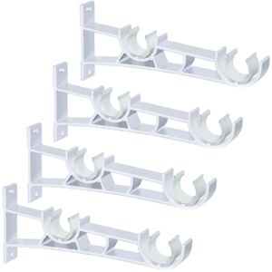 WOIYIC Pack of 4 28mm Double Curtain Rod Brackets - Heavy Duty - White WOIYIC Pack of 4 28mm Double Curtain Rod Brackets - Heavy Duty - White
