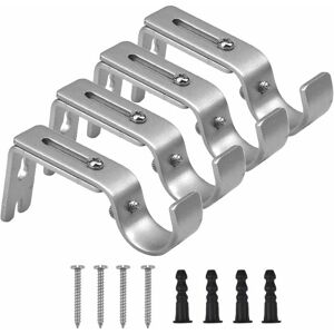 GTA - Pieces Adjustable Wall Mounted Curtain Rod Bracket Drapery Pole Bracket Rod Holders for Home Bedroom Office with 8 Fixing Screws (Silver) GTA - Pieces Adjustable Wall Mounted Curtain Rod Bracket Drapery Pole Bracket Rod Holders for Home Bedroom Office with 8 Fixing Screws (Silver)