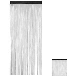 Relaxdays - Black String Curtains, Can be Shortened, With Eyelet Top for Windows & Doors, Fly Screen, 90x245 cm, Black Relaxdays - Black String Curtains, Can be Shortened, With Eyelet Top for Windows & Doors, Fly Screen, 90x245 cm, Black