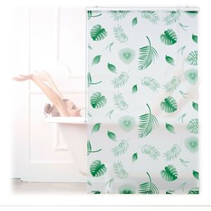 Relaxdays - Shower Roller Blind, Leaf Pattern, Flexible Mounting, Pull-up Curtain for Bath & Window, HxW: 100x240cm, Green Relaxdays - Shower Roller Blind, Leaf Pattern, Flexible Mounting, Pull-up Curtain for Bath & Window, HxW: 100x240cm, Green