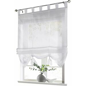 Hoopzi - Roman Blind with Buckles Curtains Kitchen Roman Shades Transparent Buckle Modern Blind Curtains White Voile LxH 120x155cm 1pc Hoopzi - Roman Blind with Buckles Curtains Kitchen Roman Shades Transparent Buckle Modern Blind Curtains White Voile LxH 120x155cm 1pc