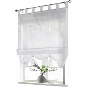 Hoopzi - Roman Shade Loop Curtains Kitchen Roman Shades Sheer Blind Loop Curtains Modern Voile White WxH 80x155cm 1 pc Hoopzi - Roman Shade Loop Curtains Kitchen Roman Shades Sheer Blind Loop Curtains Modern Voile White WxH 80x155cm 1 pc