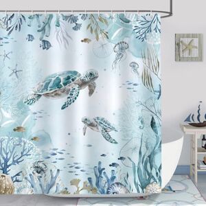 CSPARKV Sea Turtle Shower Curtain Ocean Blue Seaweed Bath Curtain Polyester Fabric Anti Mold Waterproof Washable Bathroom Curtain 180 x 180 cm with 12 Hooks CSPARKV Sea Turtle Shower Curtain Ocean Blue Seaweed Bath Curtain Polyester Fabric Anti Mold Waterproof Washable Bathroom Curtain 180 x 180 cm with 12 Hooks