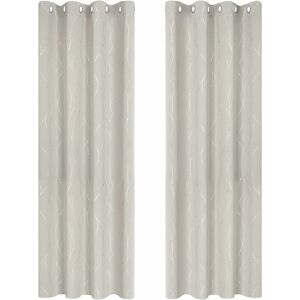 ROSE Set of 2 Insulating Blackout Blackout Curtain Thermal Anti-Cold Curtain 140x245cm with Eyelets Printed Silver Lines and Dots Light Beige ROSE Set of 2 Insulating Blackout Blackout Curtain Thermal Anti-Cold Curtain 140x245cm with Eyelets Printed Silver Lines and Dots Light Beige