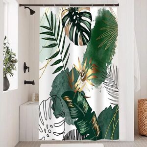 WOIYIC Shower Curtain 120x180cm, Anti-Mold Shower Curtain Green Tropical Jungle Palm Leaves Bath Curtains Waterproof Washable Fabric Bathroom Curtains with WOIYIC Shower Curtain 120x180cm, Anti-Mold Shower Curtain Green Tropical Jungle Palm Leaves Bath Curtains Waterproof Washable Fabric Bathroom Curtains with