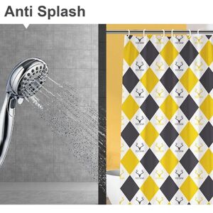 Tinor - Shower Curtain 180 x 180 cm Anti-Mold Bathroom Curtains Polyester Fabric with 12 Hooks Machine Washable Yellow Pattern Tinor - Shower Curtain 180 x 180 cm Anti-Mold Bathroom Curtains Polyester Fabric with 12 Hooks Machine Washable Yellow Pattern