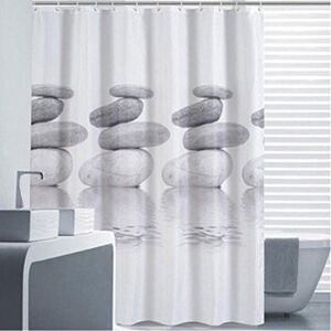 AIPERQ Shower Curtain 180 x 200 cm, Pebble Grey Fabric, Mildew Resistant, Waterproof, with 12 Shower Hoses AIPERQ Shower Curtain 180 x 200 cm, Pebble Grey Fabric, Mildew Resistant, Waterproof, with 12 Shower Hoses
