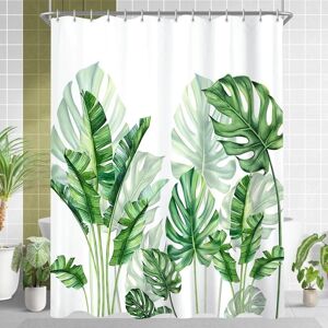 MUMU Shower Curtain 180x200cm Green Leaves Hemmed Edge Mildew Resistant Fabric Water Repellent Washable Polyester Fabric Bathroom Curtains with Eyelets MUMU Shower Curtain 180x200cm Green Leaves Hemmed Edge Mildew Resistant Fabric Water Repellent Washable Polyester Fabric Bathroom Curtains with Eyelets