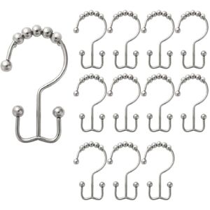 Tlily - Shower Curtain Hook Ring Rustproof Metal Double Slide for Bathroom Rod Curtains Tlily - Shower Curtain Hook Ring Rustproof Metal Double Slide for Bathroom Rod Curtains