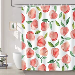 Linghhang - Shower Curtain Peach Pink Summer Fruit Bath Curtain Polyester Fabric Anti Mold Waterproof Washable Bathroom Curtain with 12 Hooks Linghhang - Shower Curtain Peach Pink Summer Fruit Bath Curtain Polyester Fabric Anti Mold Waterproof Washable Bathroom Curtain with 12 Hooks