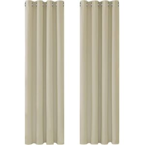 TINOR Thermal Insulated Blackout Curtains, Curtains for Living Room and Bedroom, Modern Design with Eyelets, 132x160 cm (Width x Height), Dark Beige, 2 TINOR Thermal Insulated Blackout Curtains, Curtains for Living Room and Bedroom, Modern Design with Eyelets, 132x160 cm (Width x Height), Dark Beige, 2
