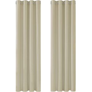 MEMKEY Thermal Insulated Blackout Curtains for Living Room and Bedroom, Modern Eyelet Design, 52' x 63' (Width x Height), Dark Beige, 2 Pack MEMKEY Thermal Insulated Blackout Curtains for Living Room and Bedroom, Modern Eyelet Design, 52' x 63' (Width x Height), Dark Beige, 2 Pack