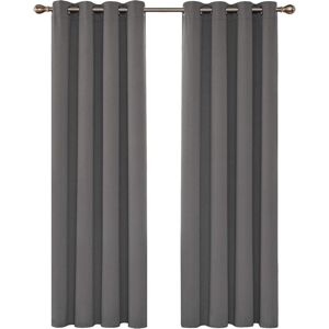 AOUGO Thermal Insulated Blackout Curtains, Curtains for Living Room and Bedroom, Modern Grommet Design, 132x160 cm (Width x Height), Light Gray, 2 Pieces AOUGO Thermal Insulated Blackout Curtains, Curtains for Living Room and Bedroom, Modern Grommet Design, 132x160 cm (Width x Height), Light Gray, 2 Pieces