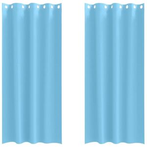 vidaXL Curtains with Light Blue 2 pcs Polyester - Curtains vidaXL Curtains with Light Blue 2 pcs Polyester - Curtains