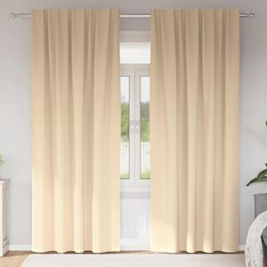 vidaXL Curtains with curtains 2 pcs cream 225 x 140 cm polyester - Curtains vidaXL Curtains with curtains 2 pcs cream 225 x 140 cm polyester - Curtains