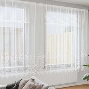 Lace Curtain with Curtains White 750x220cm Polyester vidaXL Lace Curtain with Curtains White 750x220cm Polyester vidaXL