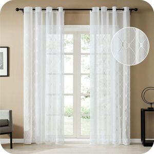 HÉLOISE Voile Curtain Living Room 140x240cm White Linen Eyelet Embroidered Diamonds Curtains Large Window Voile Decor Living Room Adult Bedroom Dressing HÉLOISE Voile Curtain Living Room 140x240cm White Linen Eyelet Embroidered Diamonds Curtains Large Window Voile Decor Living Room Adult Bedroom Dressing