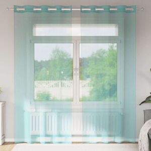 vidaXL Turquoise Voile Curtains with Ösen - Voile Curtains vidaXL Turquoise Voile Curtains with Ösen - Voile Curtains