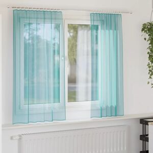 vidaXL Turquoise Voile Curtains with Rod Pockets 2 Pcs - Curtains vidaXL Turquoise Voile Curtains with Rod Pockets 2 Pcs - Curtains