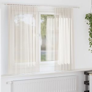 vidaXL Cream Voile Curtains with Rod Pockets 2 pcs - Curtains vidaXL Cream Voile Curtains with Rod Pockets 2 pcs - Curtains