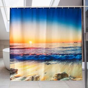 TINOR Waterproof Anti-Mold Shower Curtain Bathroom Curtain with 12 Hooks Polyester Fabric, Curtain for Bathroom Sea Twilight 182x182cm TINOR Waterproof Anti-Mold Shower Curtain Bathroom Curtain with 12 Hooks Polyester Fabric, Curtain for Bathroom Sea Twilight 182x182cm